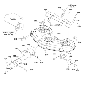 46" Mower Deck - Support Group Diagram and Parts List for 1696798-01 2017 Briggs and Stratton Lawn Tractor Accessories
